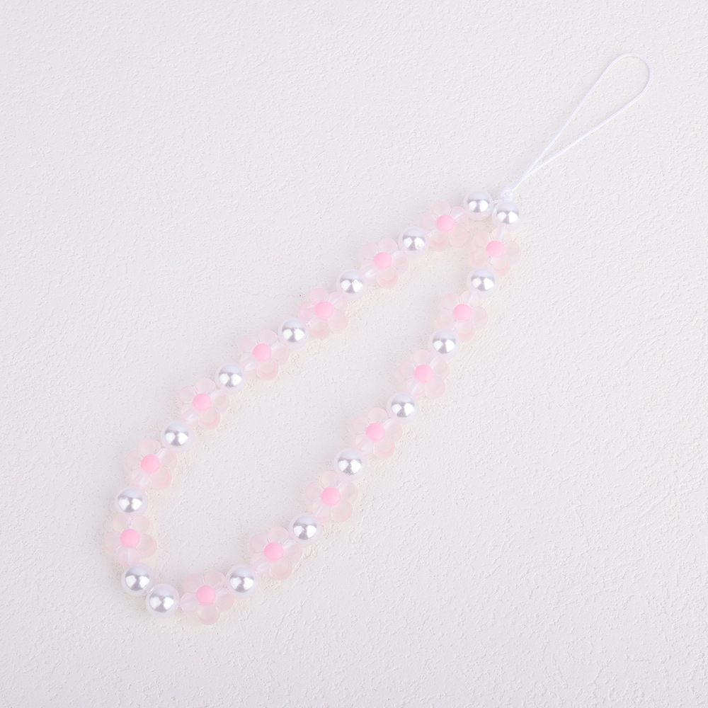 ins Matte heart-shaped flower y2K Sweet and Hot Girl mobile phone chain diy Colorful bead phone case keychain Pendant pic 4