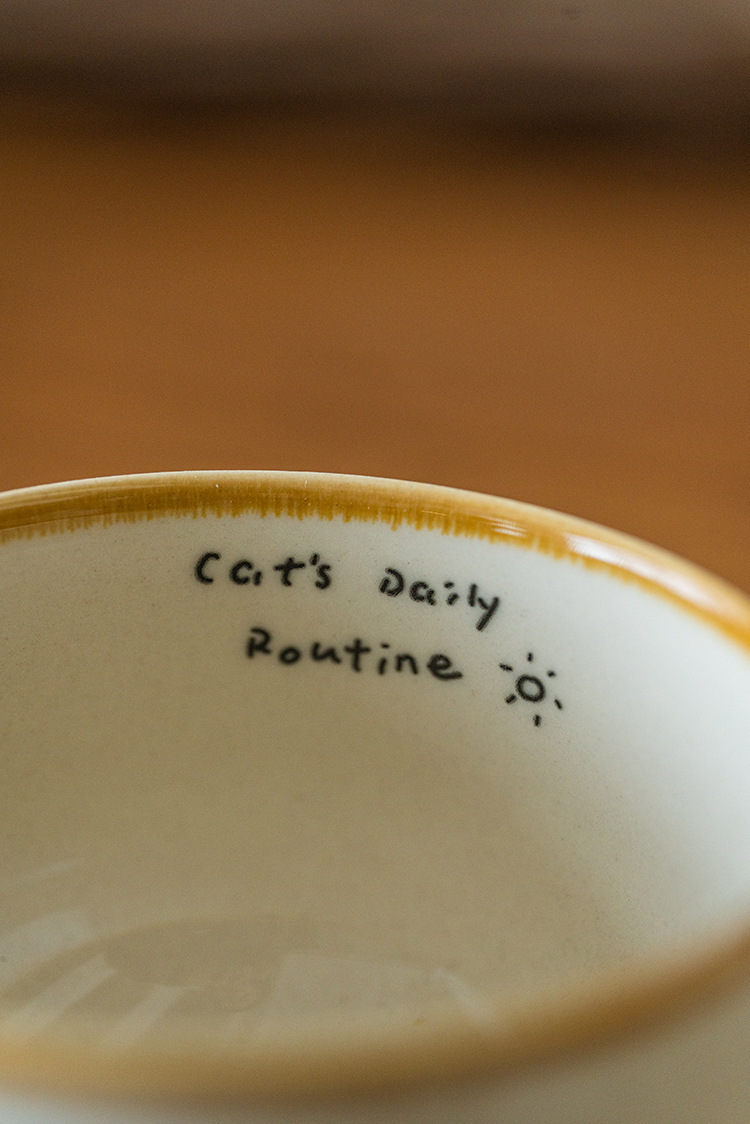 可爱卡通治愈插画日式猫咪陶瓷咖啡杯碟下午茶拿铁拉花杯高级感咖啡具套装详情14