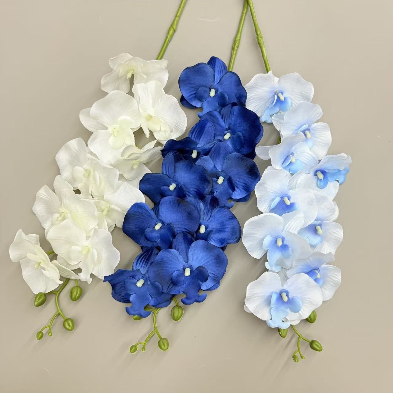 跨境仿真蝴蝶兰9头绢布客厅插花仿真花婚庆路引布景吊顶假花批发详情6