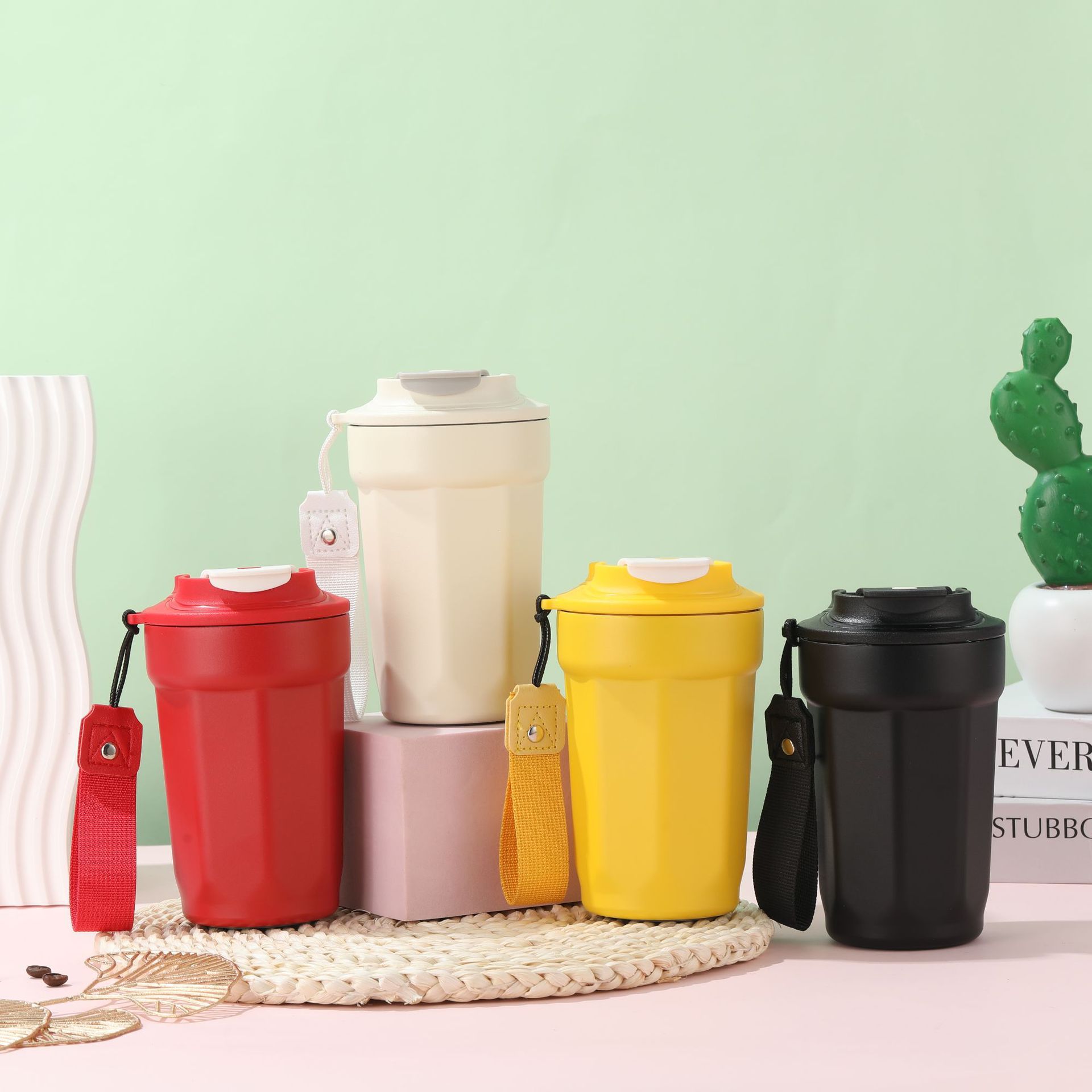 New 316 stainless steel insulated cup, portable double-drinking octagonal coffee cup, outdoor sports portable cup, car water cup pic 2