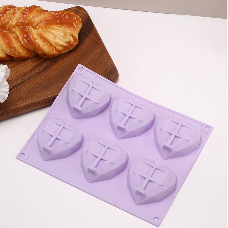 Diamond heart-shaped baking mold, chocolate cake, pudding, jelly, handmade soap, high-temperature resistant silicone oven available pic 1