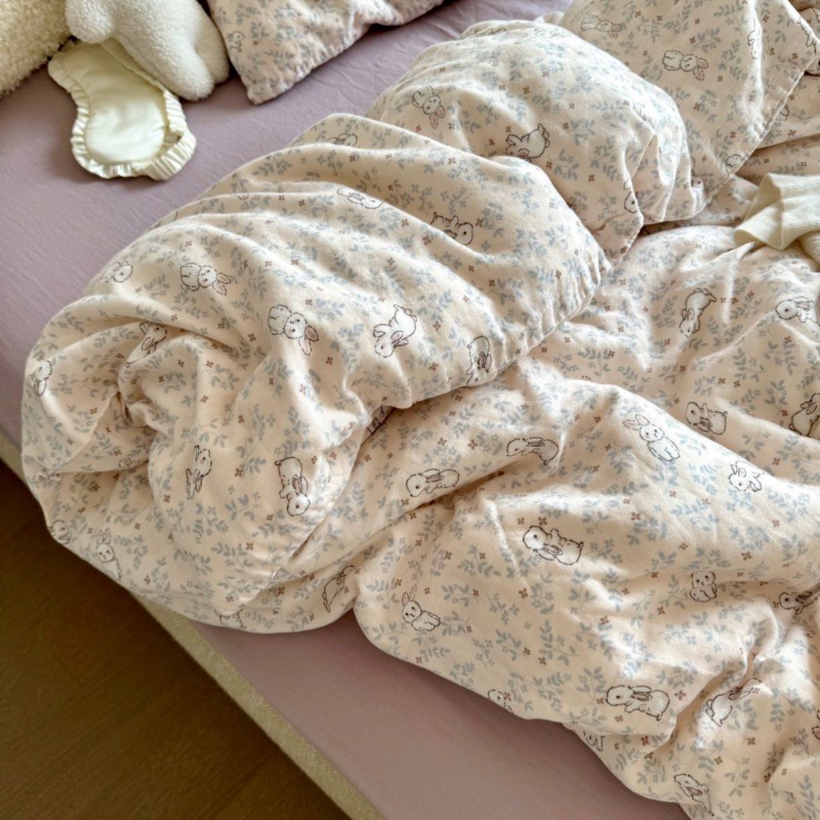 小红书A类全棉有氧双层纱四件套母婴级透气纯棉纱布小清新Kitty猫详情12