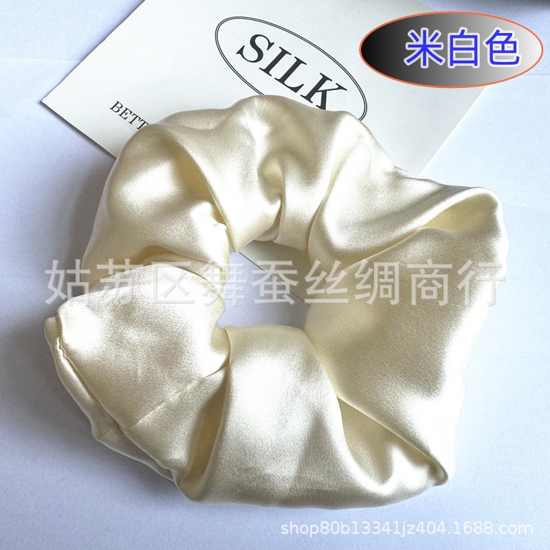 重磅30姆米素色6CM护发桑蚕丝真丝头饰发绳无痕大肠发圈批发零售详情15