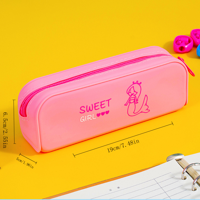 Mermaid silicone pen cases in multiple colors available for export as study stationery boxes pic 7