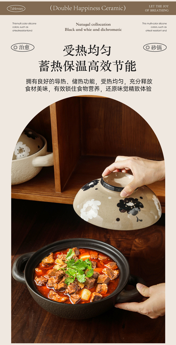 Cooking porridge 煲仔饭 dry cooking in a clay pot without cracking, gas stove special for making soup, ceramic soup pot for stewing soup, clay pot for household use pic 3