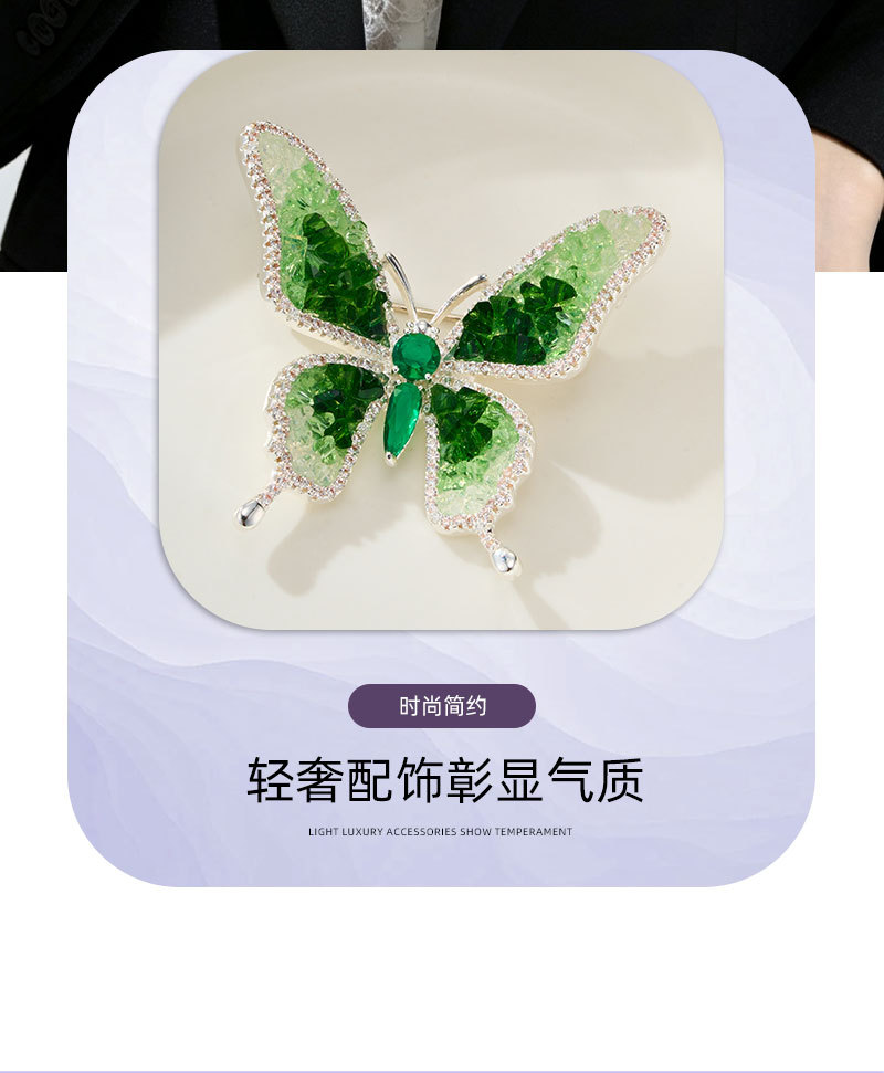 Source factory Forest-themed gradient crystal butterfly brooch, copper alloy micro-inlaid zircon light luxury high-end brooch clothing pic 10