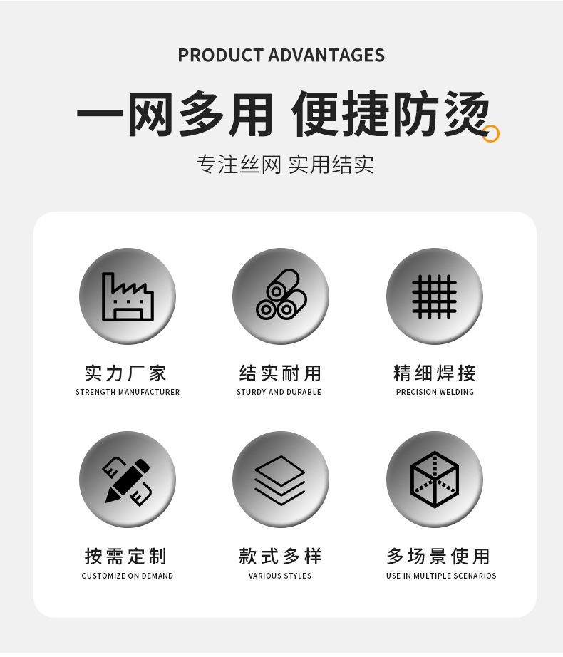 圆形不锈钢烧烤网带手柄围炉煮茶网韩式碳炉烤肉网片家用商用篦子详情3