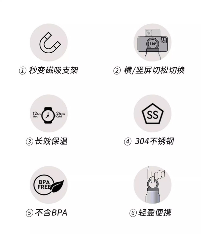 跨境304不锈钢保温杯磁吸可放手机支架运动壶户外大容量登山水壶详情4