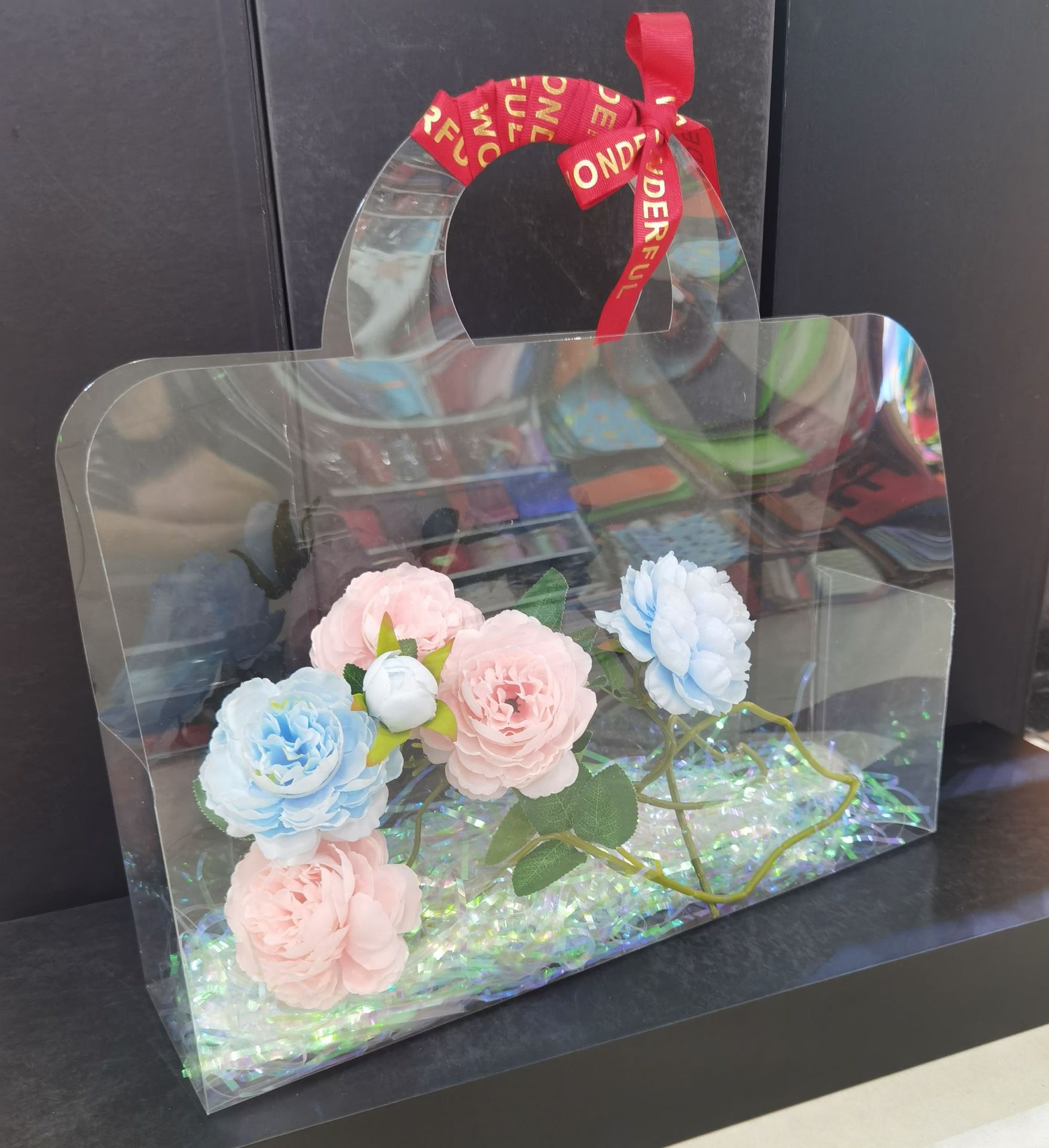 鲜花手提袋高清透明 花束礼品袋 伴手礼花盒 鲜花包装花束手提袋 精美花盒礼品袋详情9
