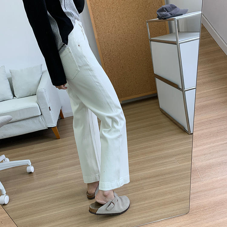Slimming pants! Early spring light blue four-sided stretch straight-leg jeans for women 2025, high-waisted and petite 9-inch pants pic 38