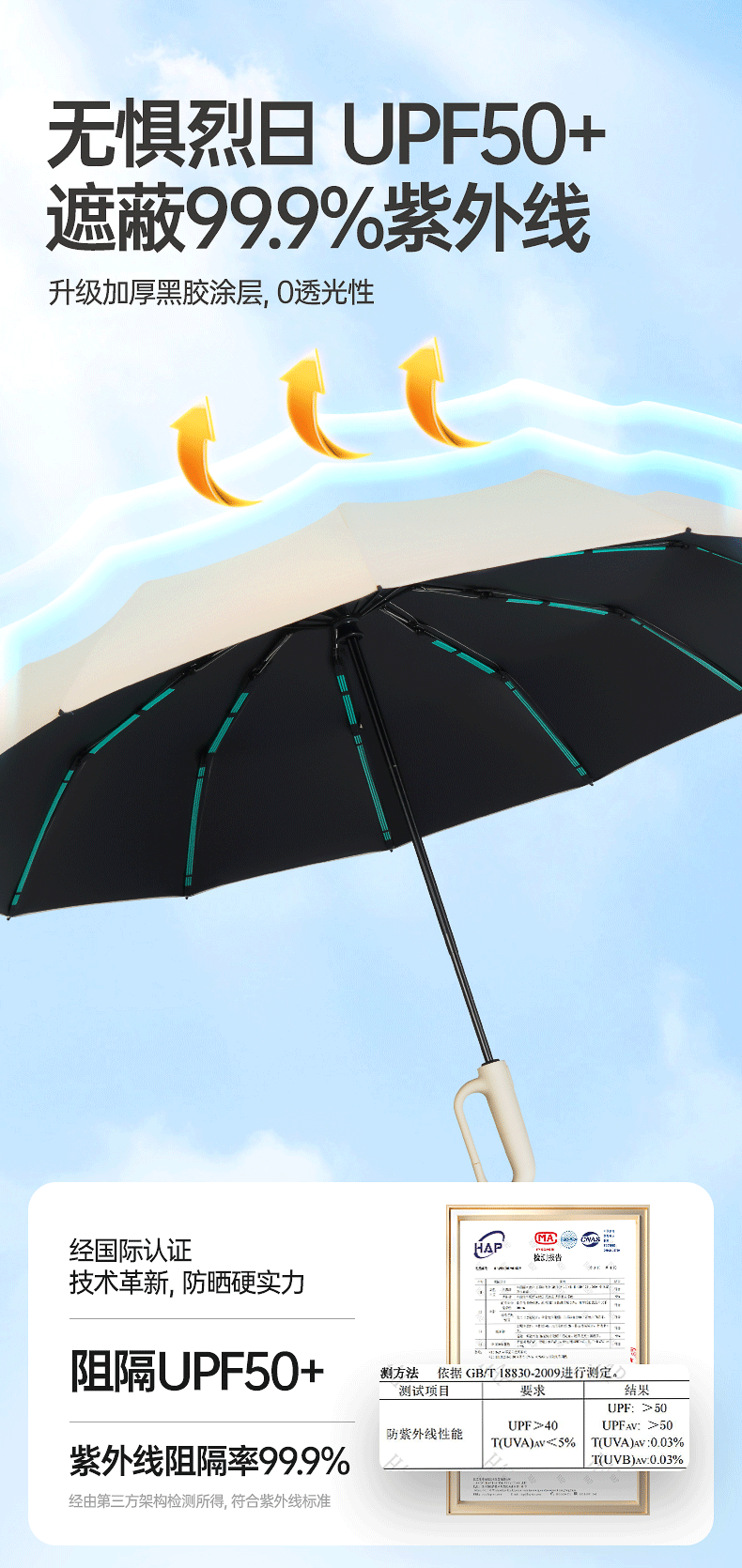 72根全自动环扣雨伞便携大号定制批发男士挂钩折叠晴雨两用女专用详情7