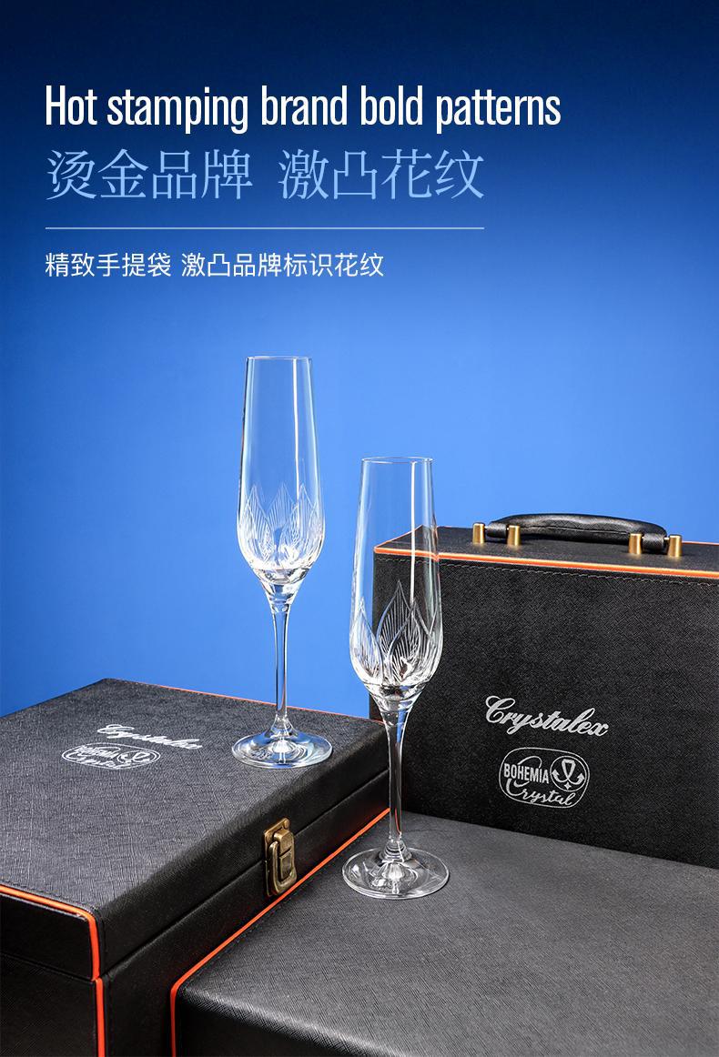 Czech imported Crystalex engraved red wine glass gift box, high-end champagne glass set, high-end birthday gift items pic 6