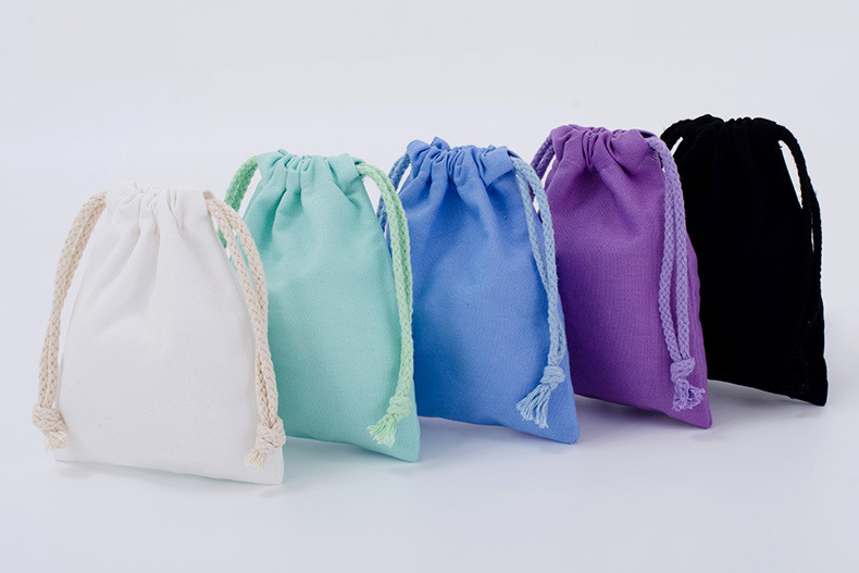 Wholesale and in-stock white drawstring cotton drawstring bags, blank eco-friendly gift packaging, storage canvas drawstring bags pic 13