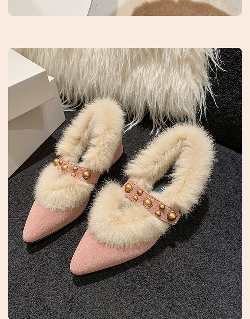 法式仙女风气质百搭一脚蹬毛毛鞋2025年秋冬新款外穿粗跟尖头单鞋详情7