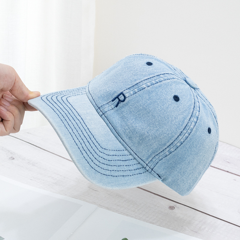 Letter cowboy baseball cap for women, Korean style simple deep-top face-showing small baseball cap, Japanese style big head circumference face-showing small cap pic 7