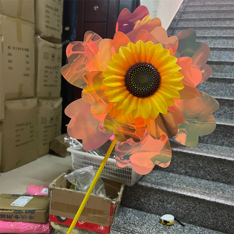 双层彩膜变色向日葵风车户外插地节庆布置道具广告楼盘装饰品批发详情31