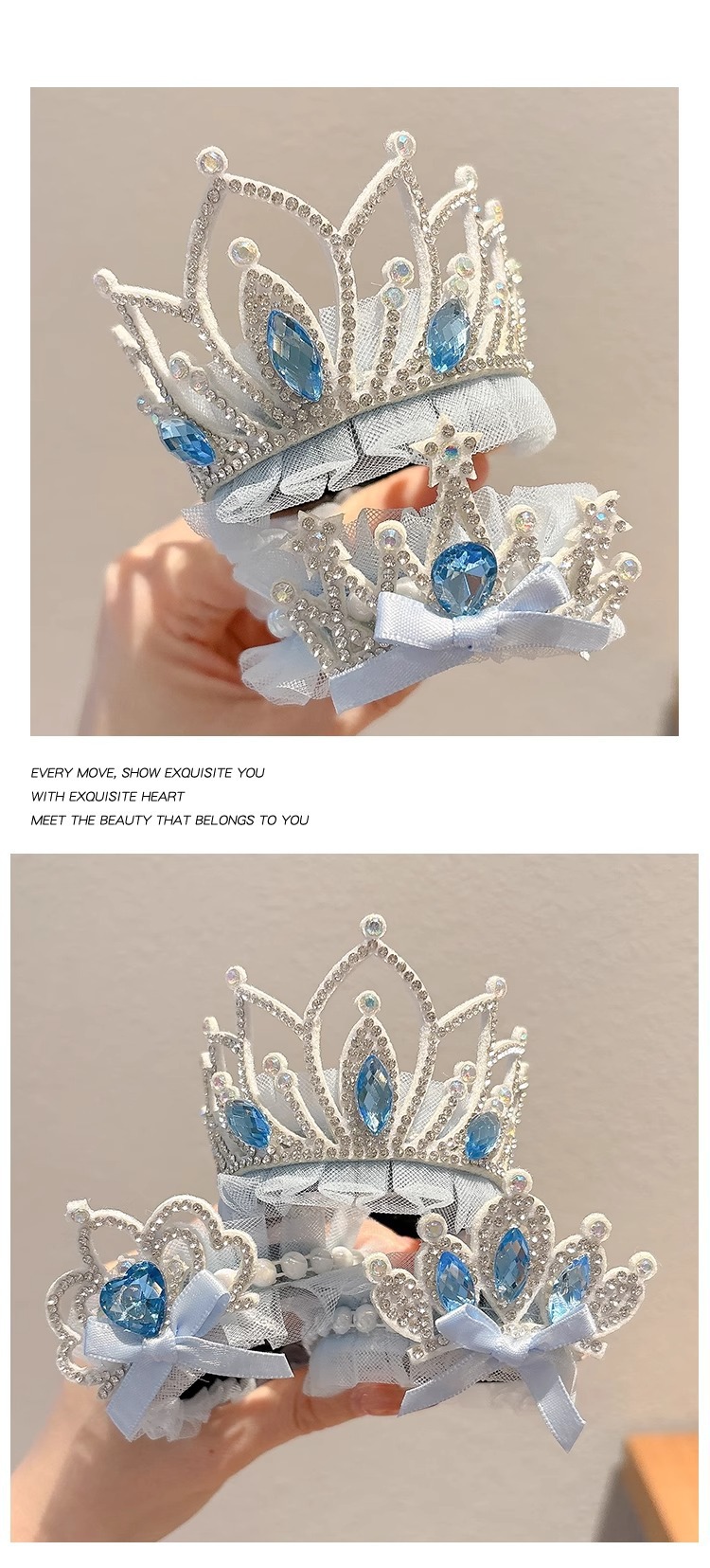 艾莎公主儿童发饰皇冠头箍宝宝盘发扣发夹丸子头发卡头饰饰品详情9