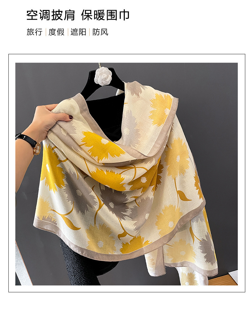 Pañuelo mujer 2025 nuevo estilo coreano multiplo cálido otoño invierno algodón lino pañuelo largo chal exterior pañuelo fino pic 2