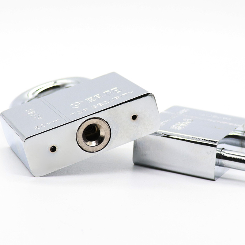 Imitation stainless steel through-opening padlock, waterproof white steel outdoor door, square blade bathroom small lock head pic 3