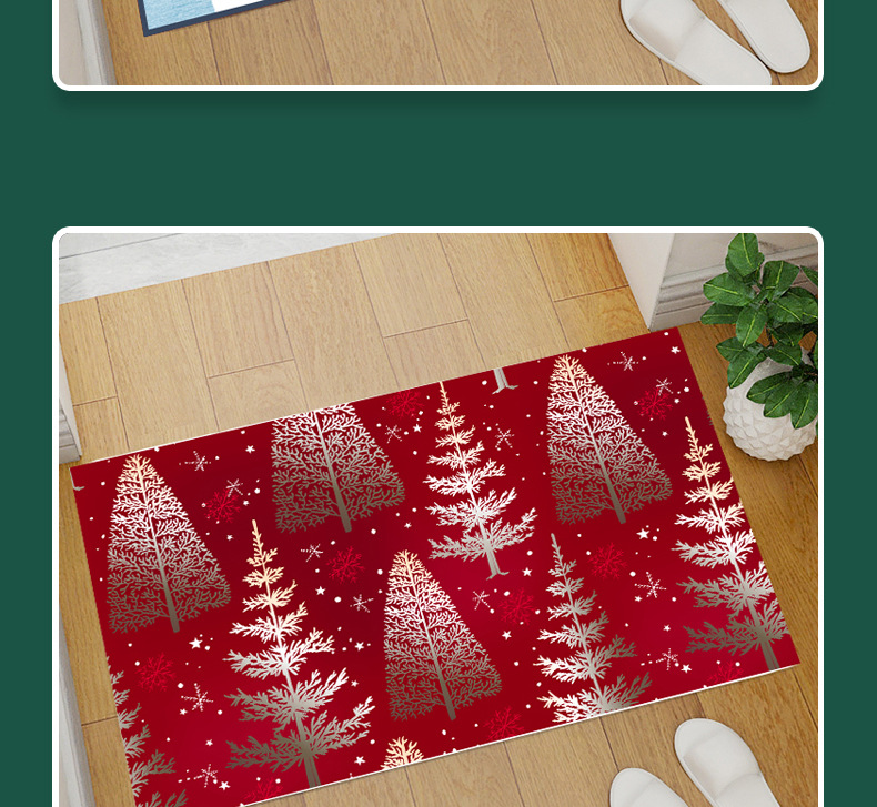 Red Christmas floor mat, Santa Claus Christmas tree, coral velvet entry bar, home floor mat pic 15