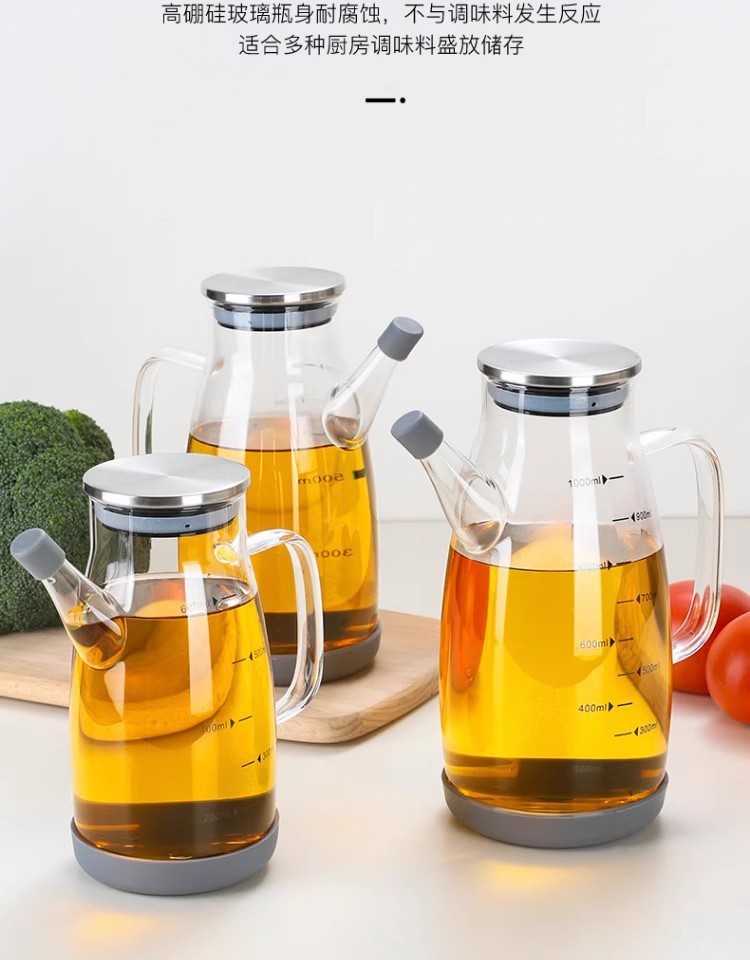 家用玻璃透明油壶高硼硅加厚玻璃鹰嘴不挂油油壶酱油醋调料瓶油壶详情6