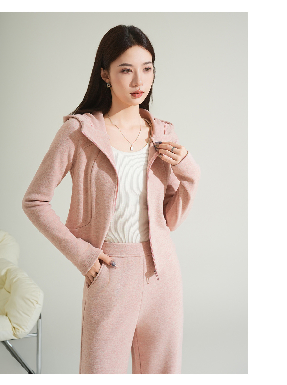 Cashmere and silk sports sweatshirt set for women, winter thickened with fleece and hooded casual set for women, windproof and warm for autumn and winter pic 21