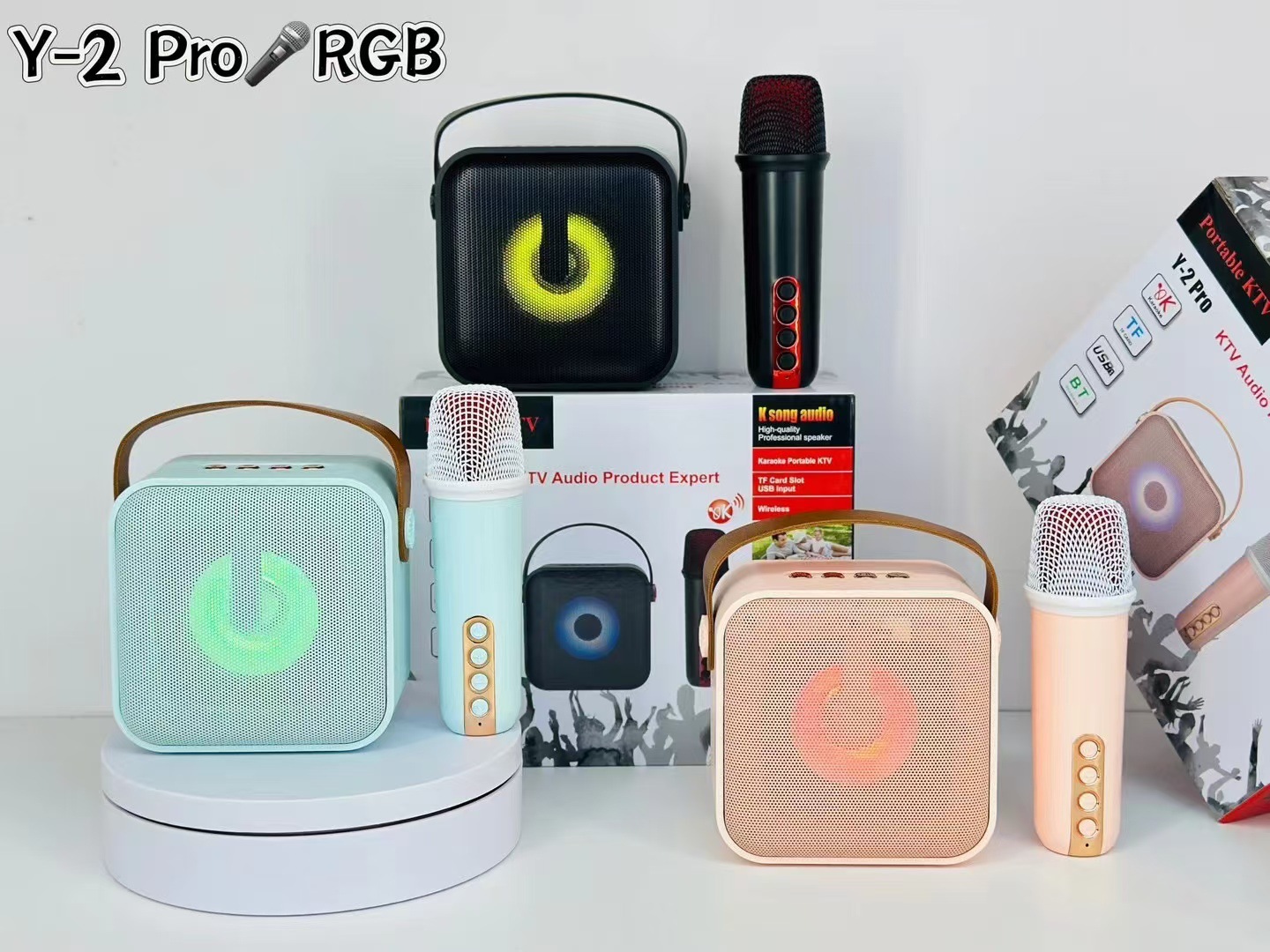 新款跨境 Y-2 Pro无线麦克风蓝牙家庭户外便携k歌音响长续航话筒详情4