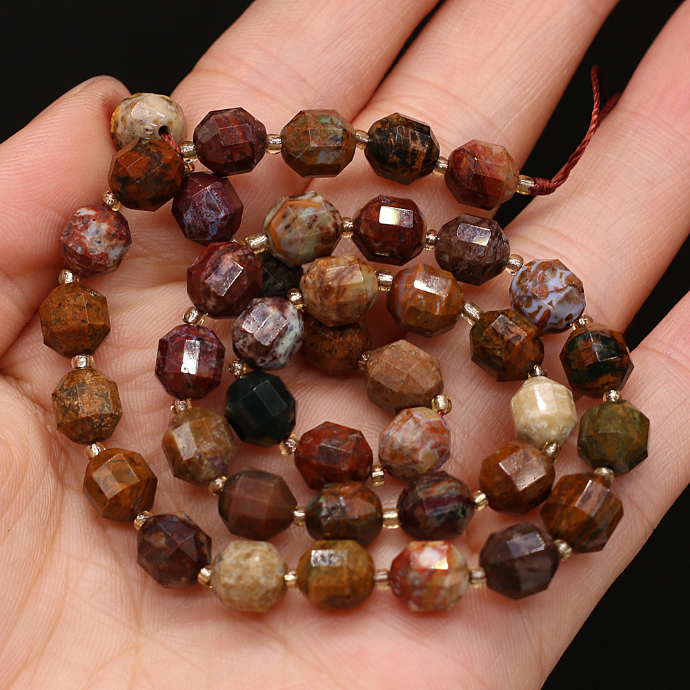 Wholesale of natural rose quartz rough stone cut surface bucket beads, crystal agate, diy jewelry accessories, semi-finished products, handcrafted beads pic 2