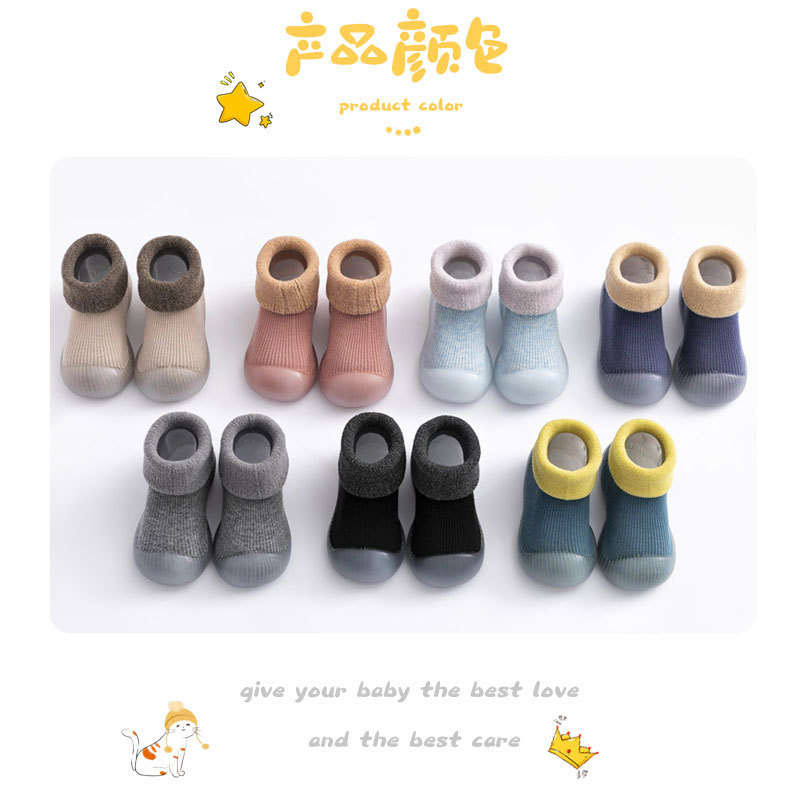Baby walking shoes for autumn and winter, thickened with fleece, soft-soled and anti-slip, pure cotton floor socks for warmth pic 1