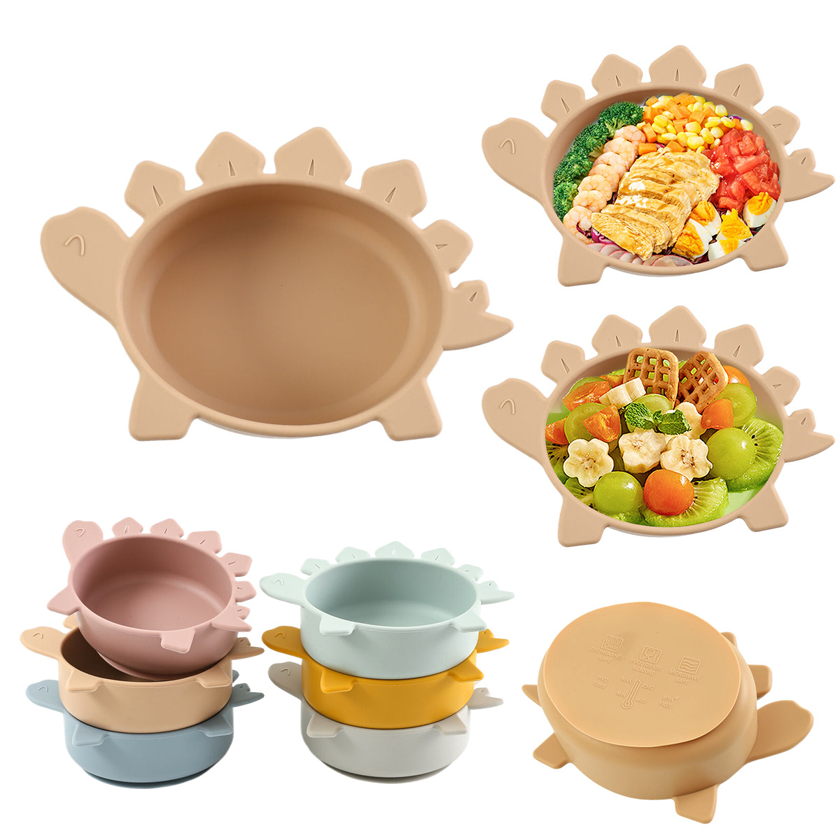 儿童辅食餐具硅胶餐盘 跨境新款食品级硅胶碗宝宝喂养训练乌龟碗详情6