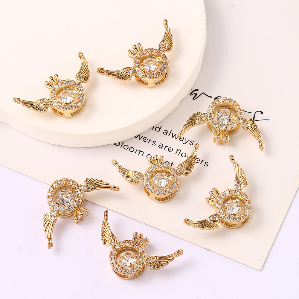 现货铜镶锆石翅膀皇冠天使之翼DIY饰品配件 手链项链吊坠配饰批发 精美耐用时尚潮流详情2