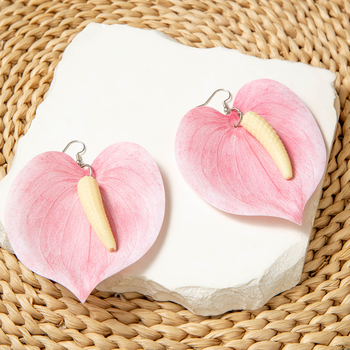 欧美跨境时尚清新布艺花朵流苏串珠优雅甜美情人节礼物耳坠耳环女详情51