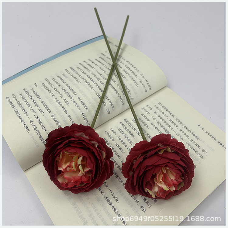 洋牡丹仿真花新款单支人造花西洋玫玫瑰茶玫婚庆装饰批发礼盒款详情10