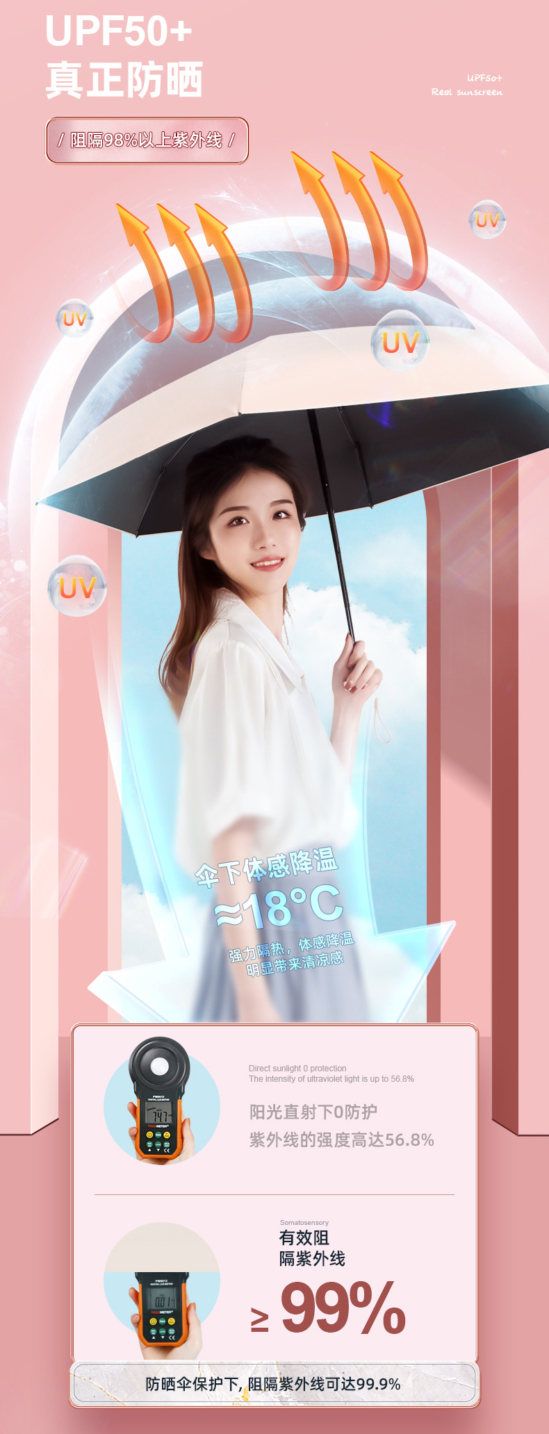 小巧便携六折伞女防紫外线遮阳伞五折防晒防雨两用迷你卡片太阳伞详情9