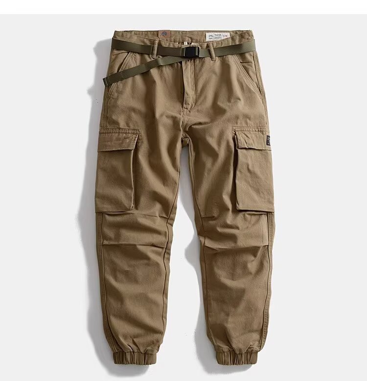 阿美咔叽阔腿束脚工装裤男美式复古重磅水洗大口袋休闲裤春秋详情3