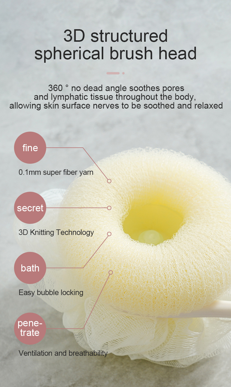 Women's Bathing Brush 2-in-1 Back Brush Rubbing Mud and Back详情3