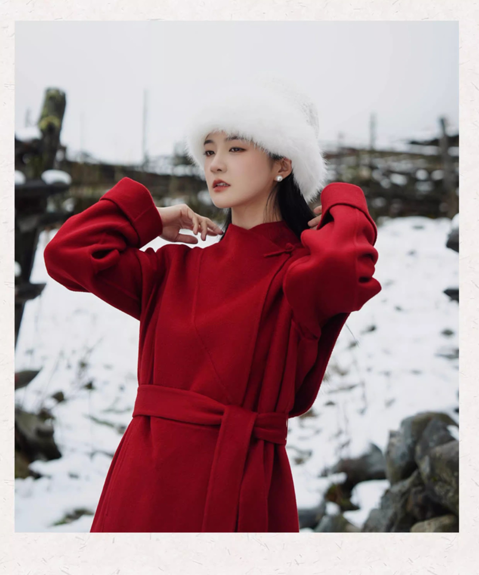 2025 New Chinese-style Australian wool Double-sided cashmere Chinese-style coat for women, mid-length black woolen wool coat with buttons pic 37