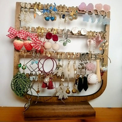 Chinese-style earring stand, ear clips, ear buckles, earring rack, display stand, hanging necklace stand, ear studs, earrings, black walnut, large capacity pic 6