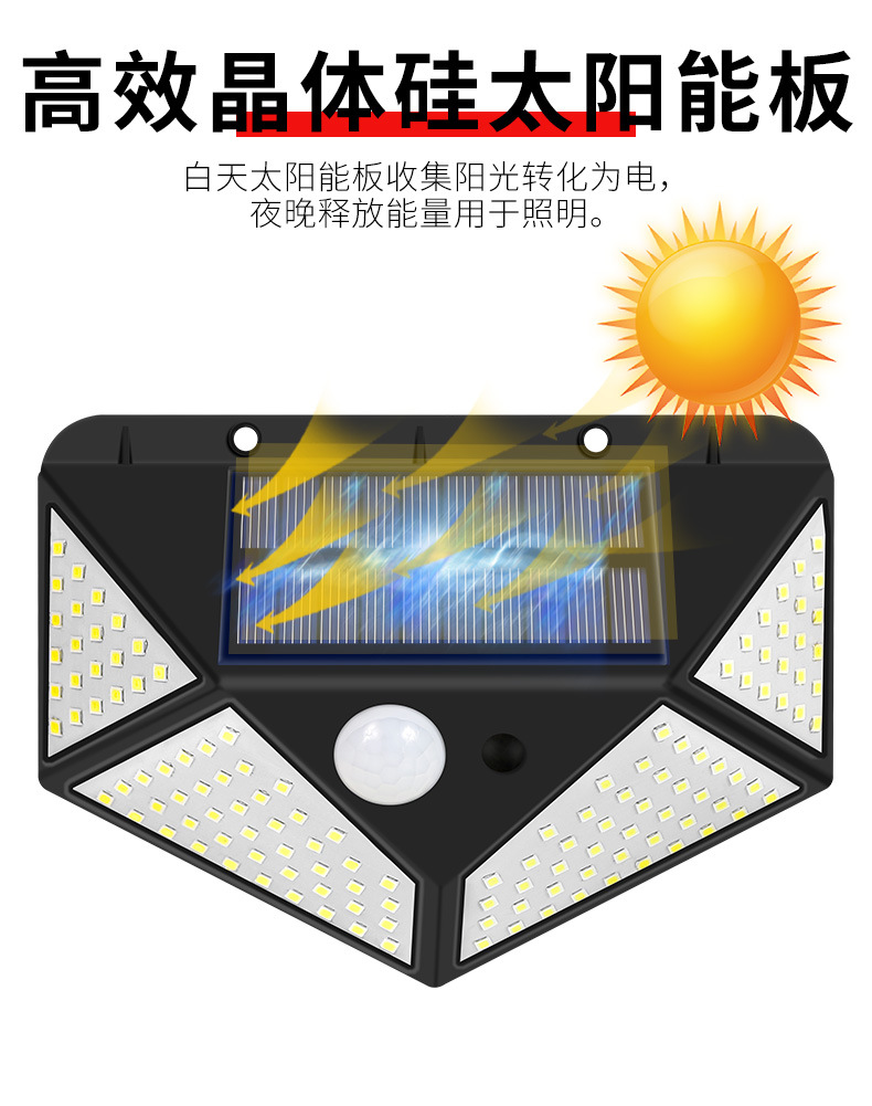 户外太阳能壁灯智能人体感应防水庭院庭院照明灯太阳能灯详情8