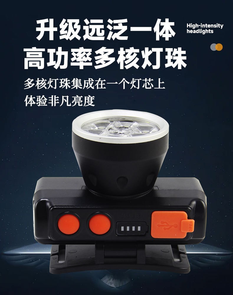 Pailide Cross-border high-power sensor headlamp with long-range flashing integrated 6+1 strong light aluminum alloy for outdoor night fishing and cycling pic 13