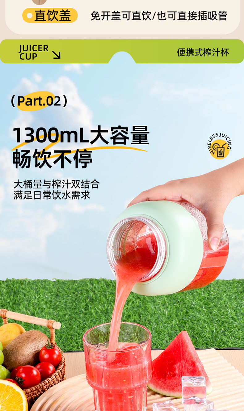 欧美邦榨汁机便携式小型碎冰多功能鲜榨大容量迷你家用无线果汁机详情25