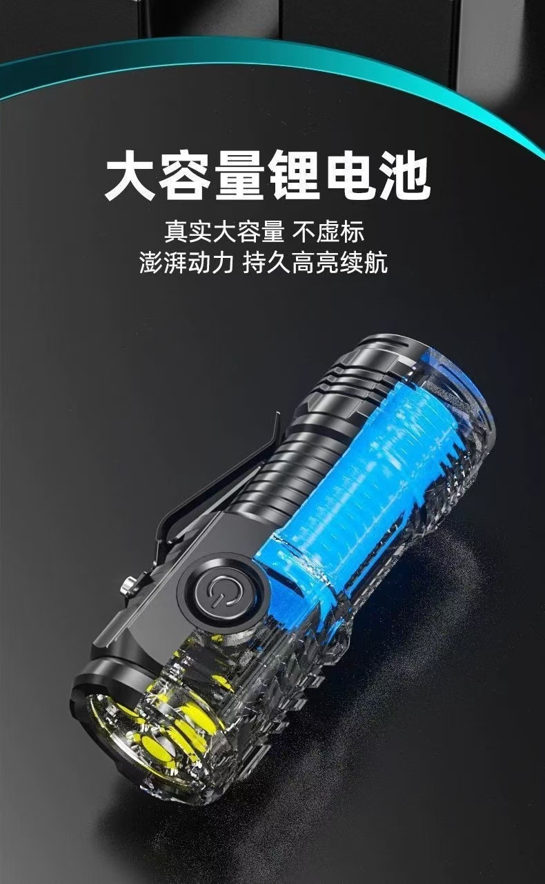 跨境新款强光远射手电筒迷你便携小手电户外多功能夹帽灯手电详情6