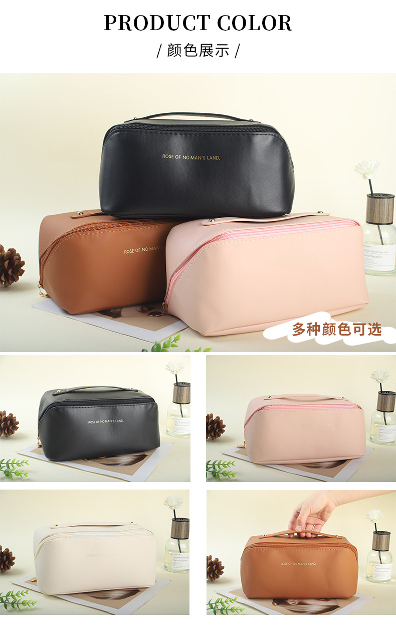 Wholesale of portable large-capacity PU hand-held toiletry bags, travel storage bags, ins internet-famous organ pillows and makeup bags pic 5