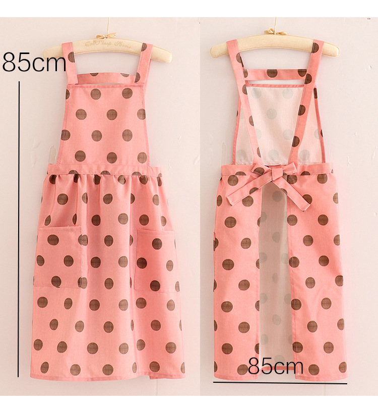 【 Chi Jia 】 French-style large polka dot shoulder strap apron canvas home kitchen adult stain-resistant work clothes pic 6