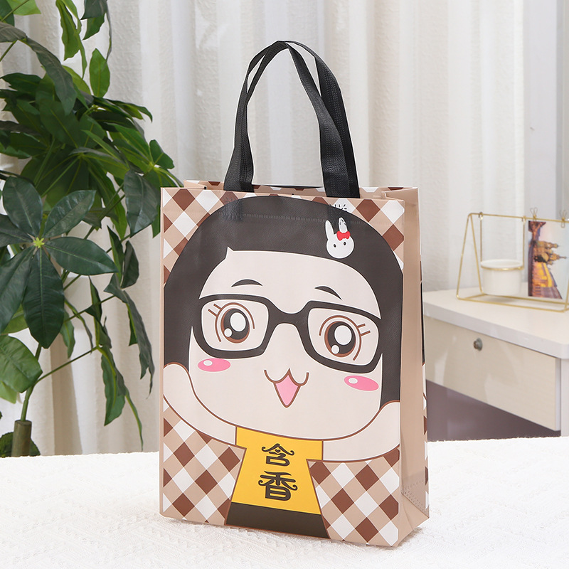 彩色覆膜无纺布袋外卖打包手提袋户外旅行随身物品购物礼品袋详情3