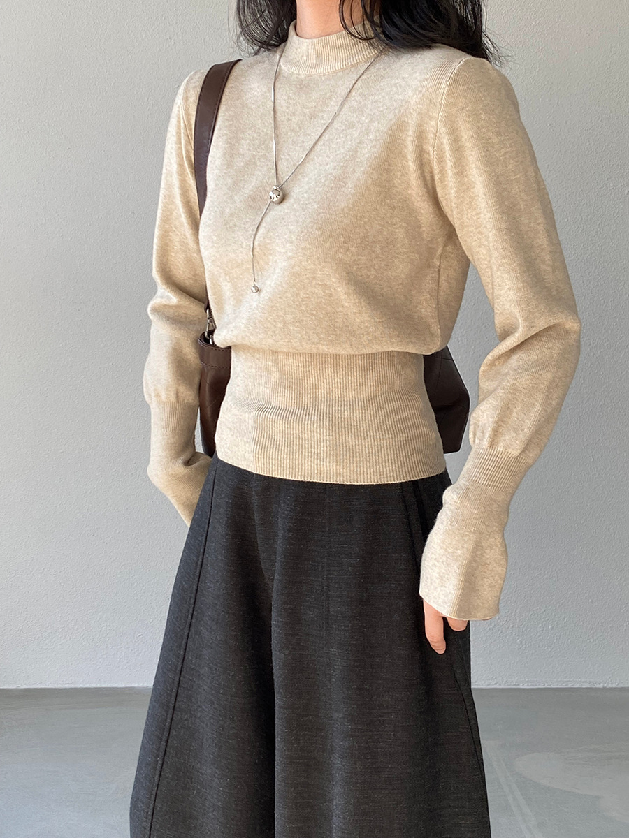 Jiangzuo [Winter Daylight] Korean-style semi-high neck flared sleeve knitted sweater for women to slim their waisted waist in winter 3012 pic 27