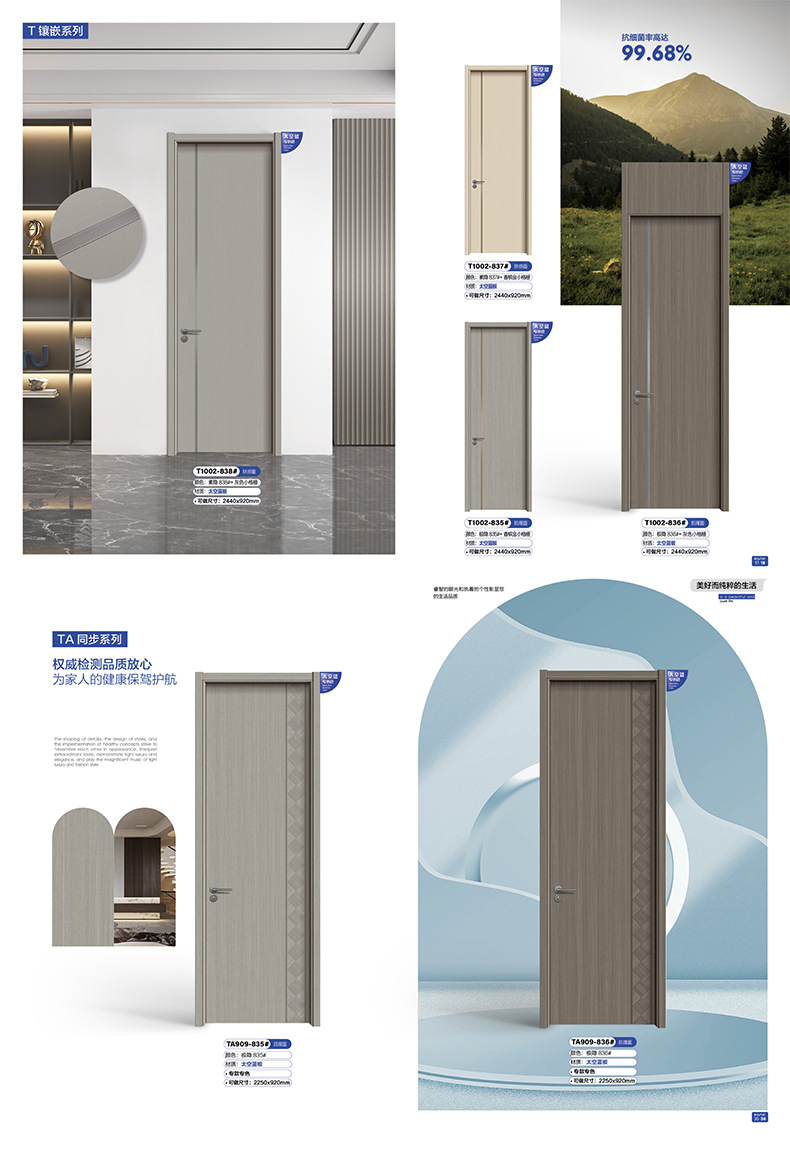 Environmentally friendly paint-free carbon crystal door, modern and simple style bedroom door, solid wood composite soundproof and moisture-proof manufacturer wholesale swing door pic 4