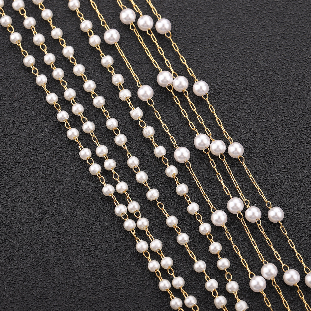 Color-preserving titanium steel pearl chain, imitation pearl chain, diy necklace, bracelet, handicraft, decorative chain, luggage, hair accessory chain pic 5
