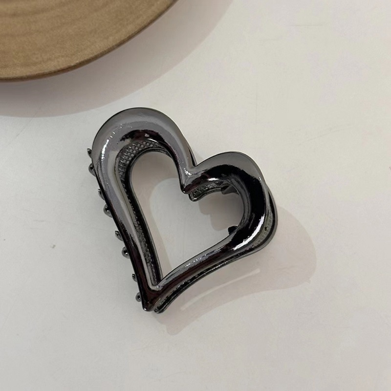 Korean high-end metal heart-shaped hairpin for women, large back head updo, shark hairpin, elegant hairpin headwear pic 8
