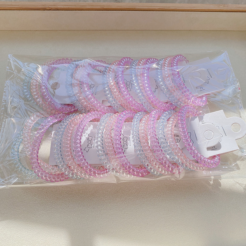 Three-piece set of transparent jelly telephone line hair band, simple and shiny candy, new Korean-style hair tie, fashionable and simple hair accessory pic 5